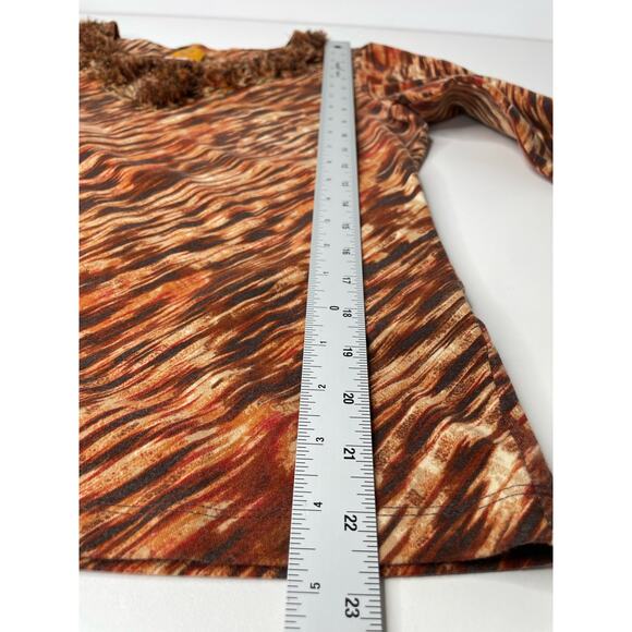 Ruby Rd. Embellished Animal Print 3/4 Sleeve Blouse Top Brown/Orange Women's M - Picture 6 of 8
